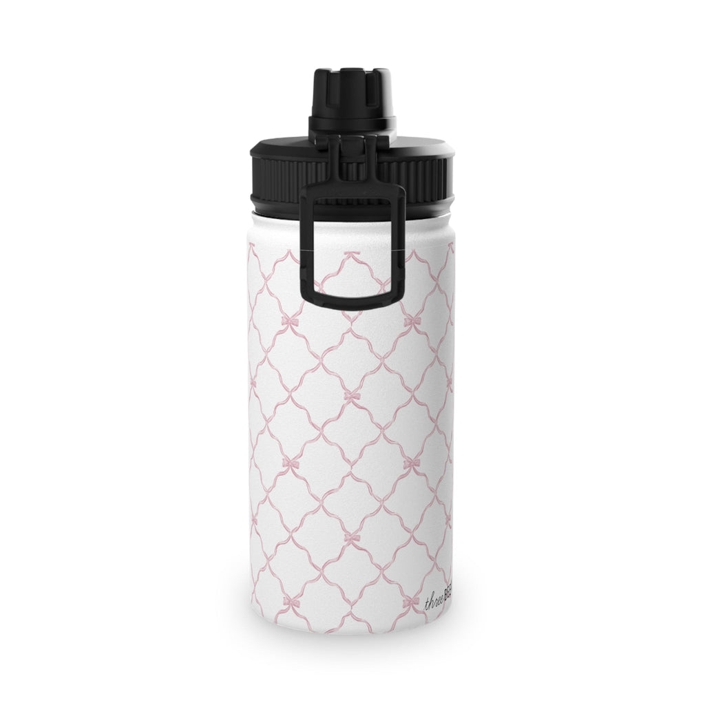 Trellis Bow Stainless Steel Water Bottle, Sports Lid - Pink