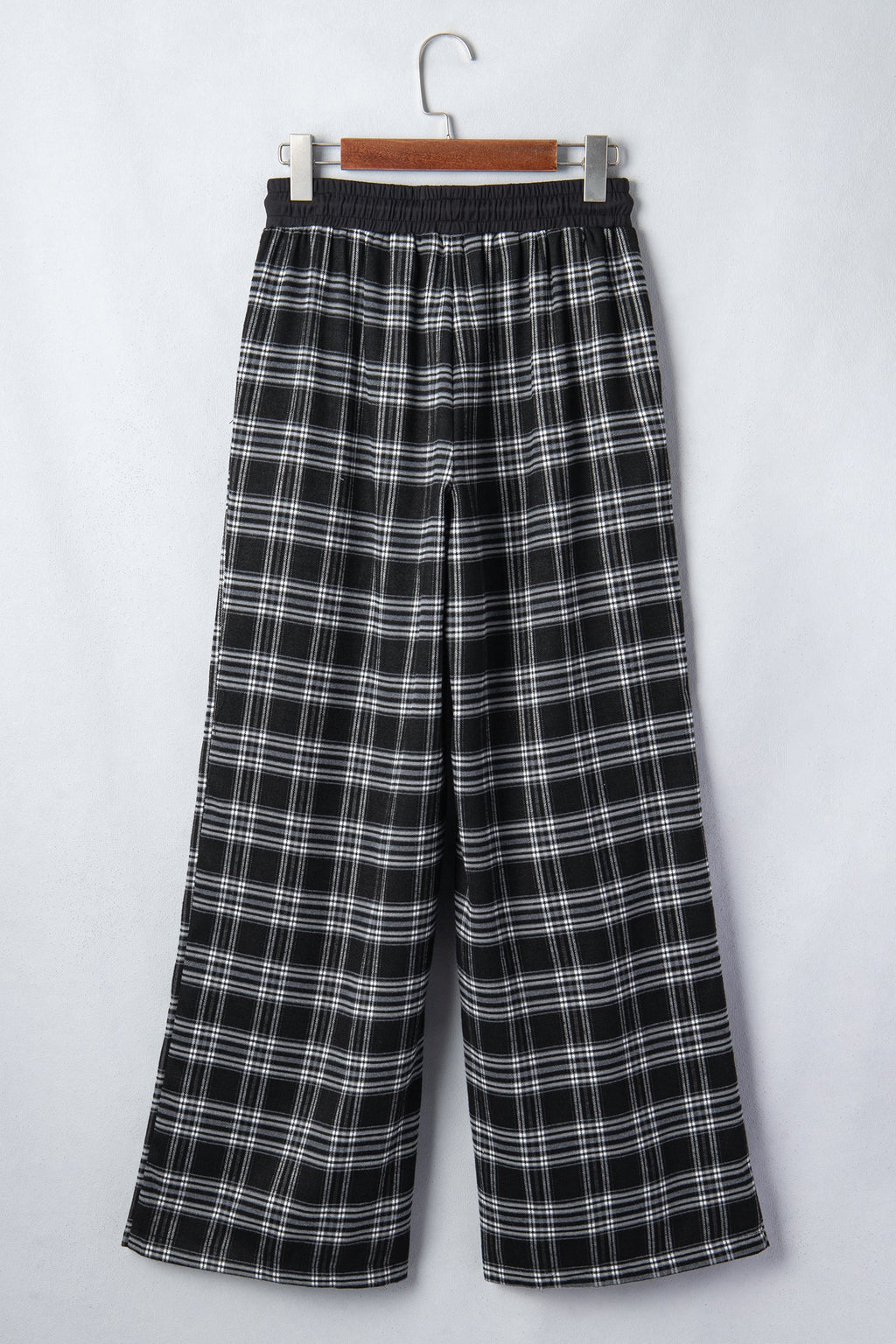 Plaid Frenchy Contrast Drawstring Waist Wide Leg Pants
