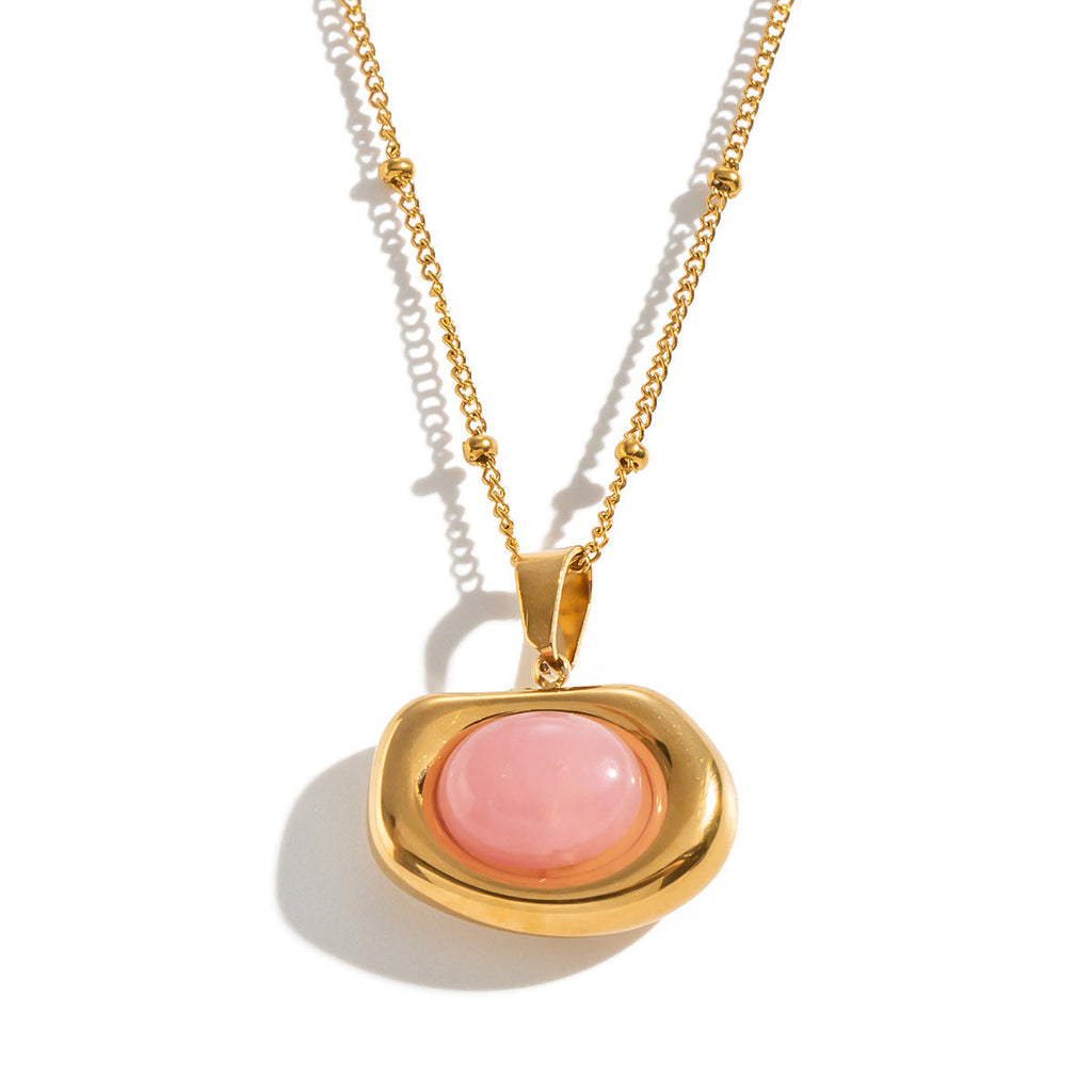 Natural Stone High-end Necklace With An 18K Gold Pendant