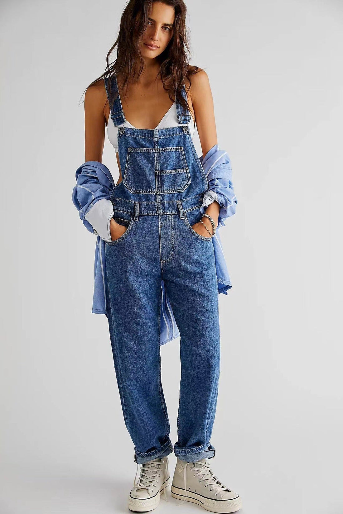 Women's Classic Denim Overalls Casual Street Style Dungarees - Image 8