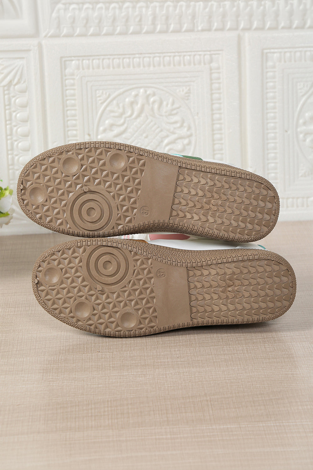 Pink Striped Patchwork Lace Up Sneakers | PU Leather