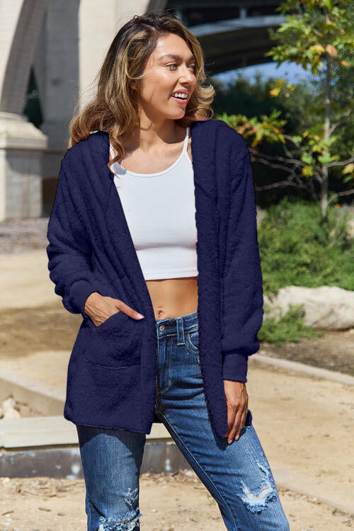 Women's Teddy Hooded Jacket Oversized Knit Casual Outerwear