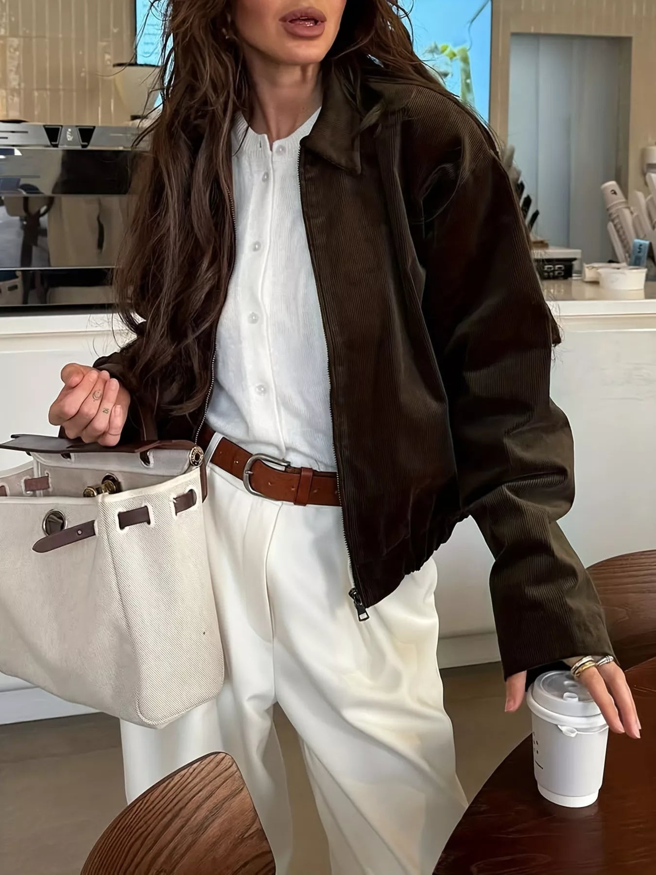 Vintage Corduroy Zip Up Relaxed Fit Jacket