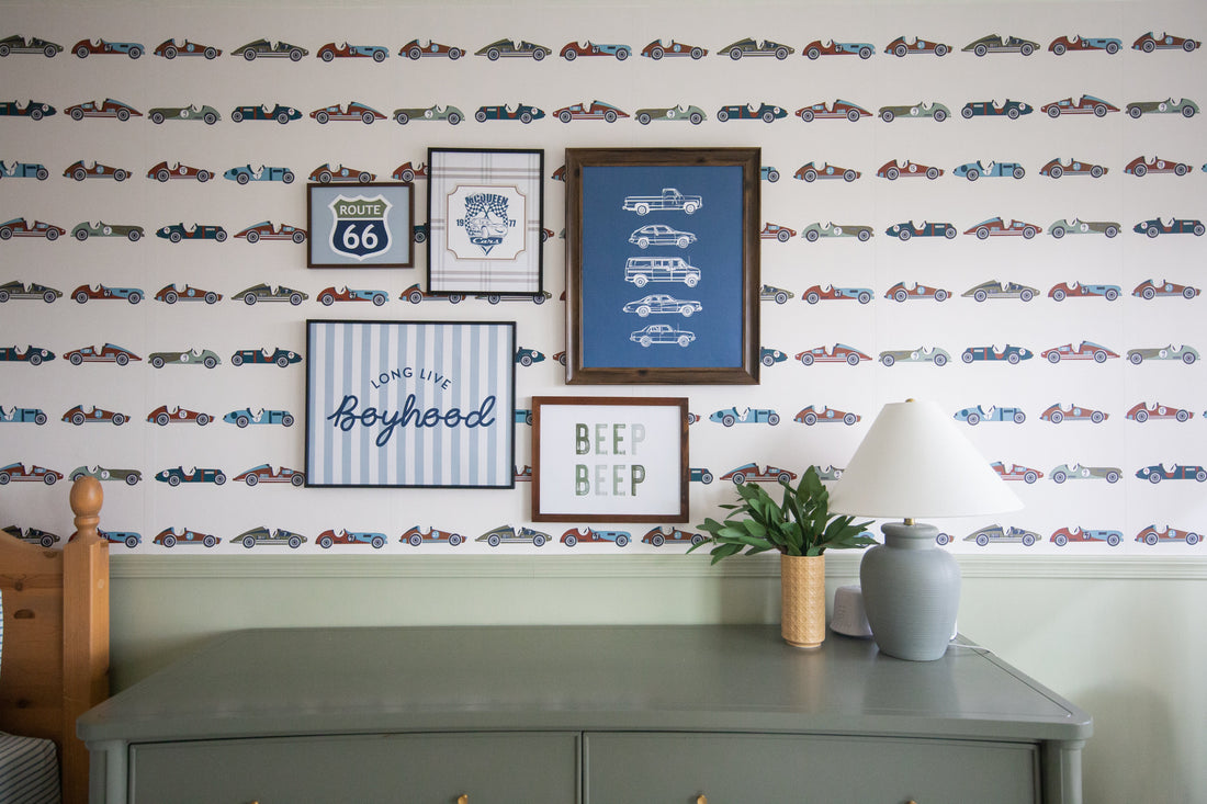 Unser Geometric Removable Wallpaper in Vintage Nautical Blue