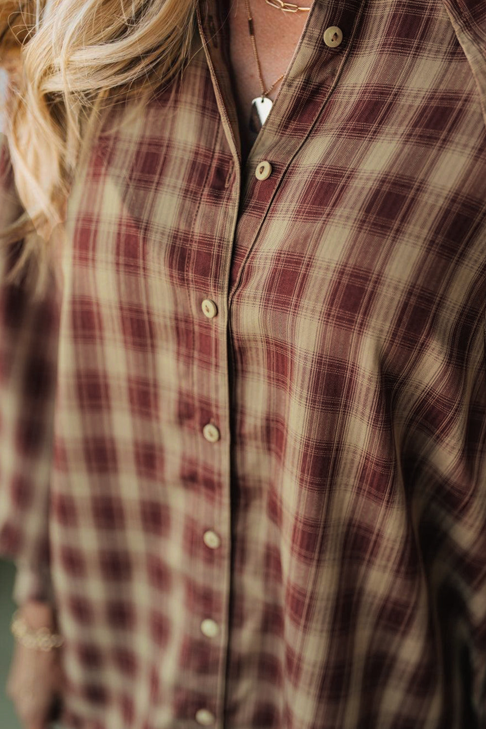 Red Plaid Ruffled Long Sleeve Mini Shirt Dress | Patchwork Hem