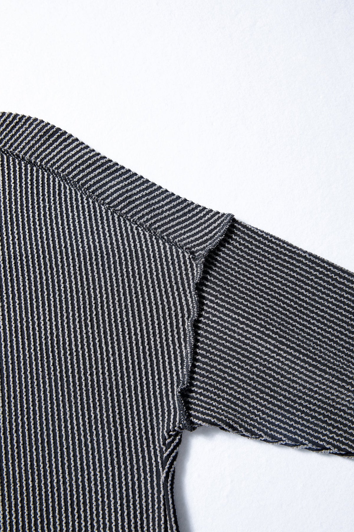 Solid Corded Knit Long Sleeve Top
