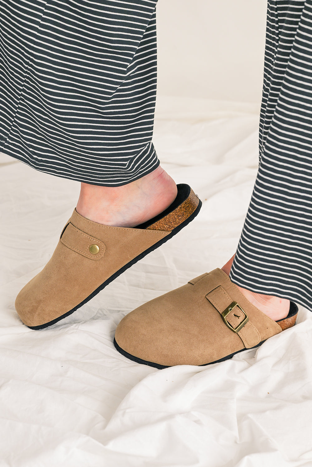 Light French Beige Slip-On Corky Platform Shoes