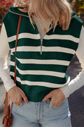 Collar Ribbed Half-Zip Sweater Vest