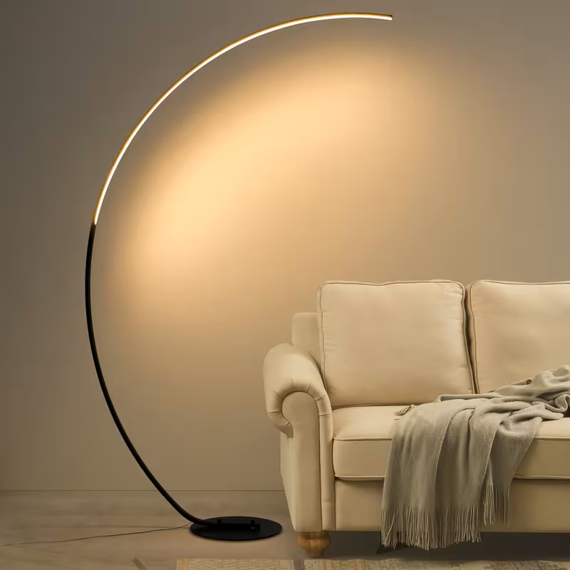65-Inch Modern Dimmable Arched LED Floor Lamp with Remote