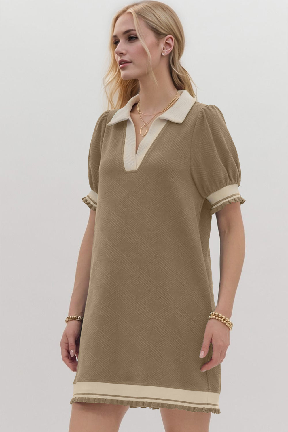 Contrast Short Sleeve Mini Dress for Women