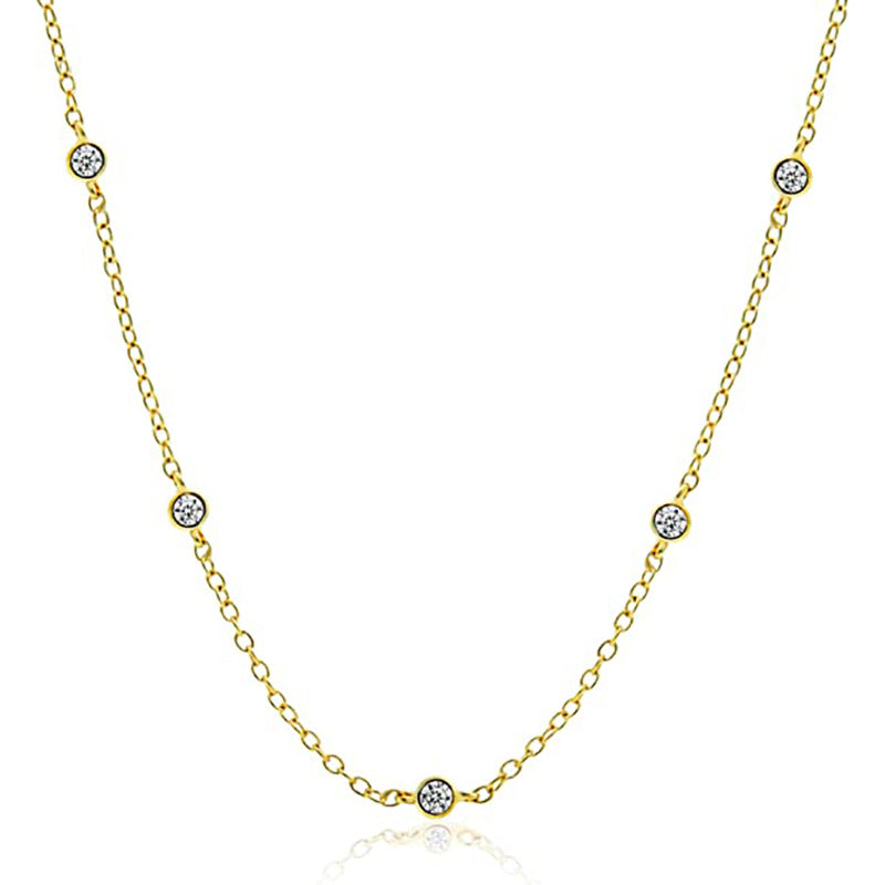 Amazon Cross-border Jewelry Ladies Fashion Simple Rhinestone Necklace Ins Style All-match Zircon Clavicle Chain Spot