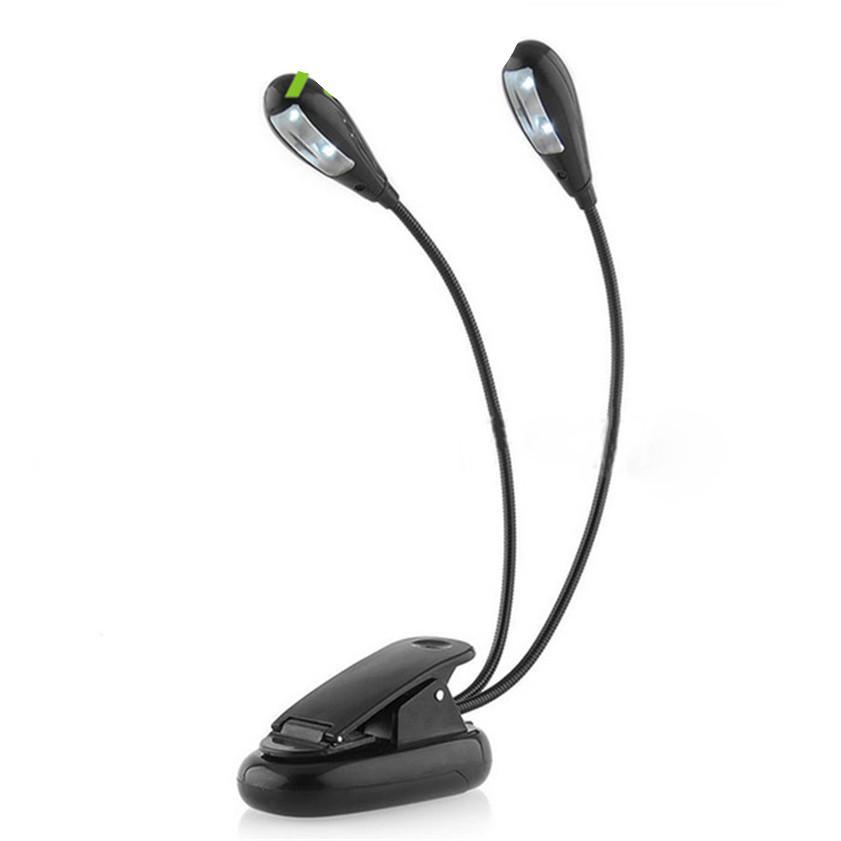 Double Gooseneck LED Clip-On Reading Light – Black Minimalist Lamp