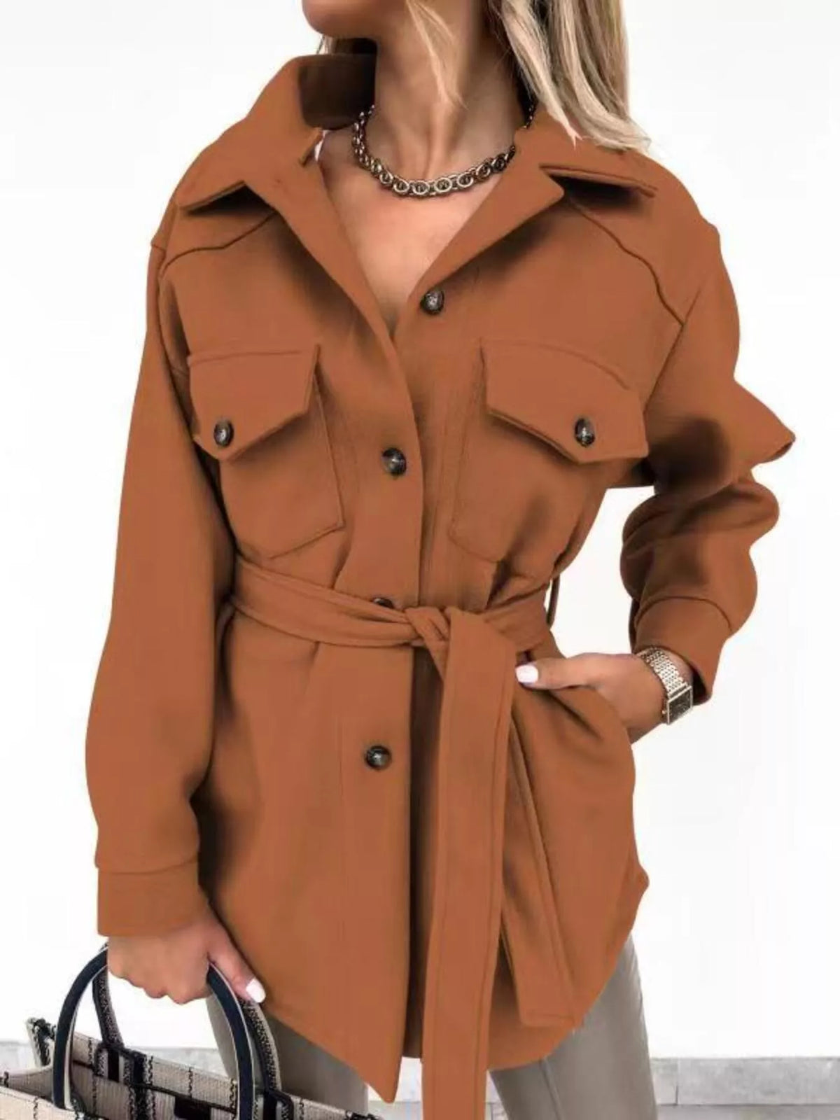 Button-Down Tie Waist Coat