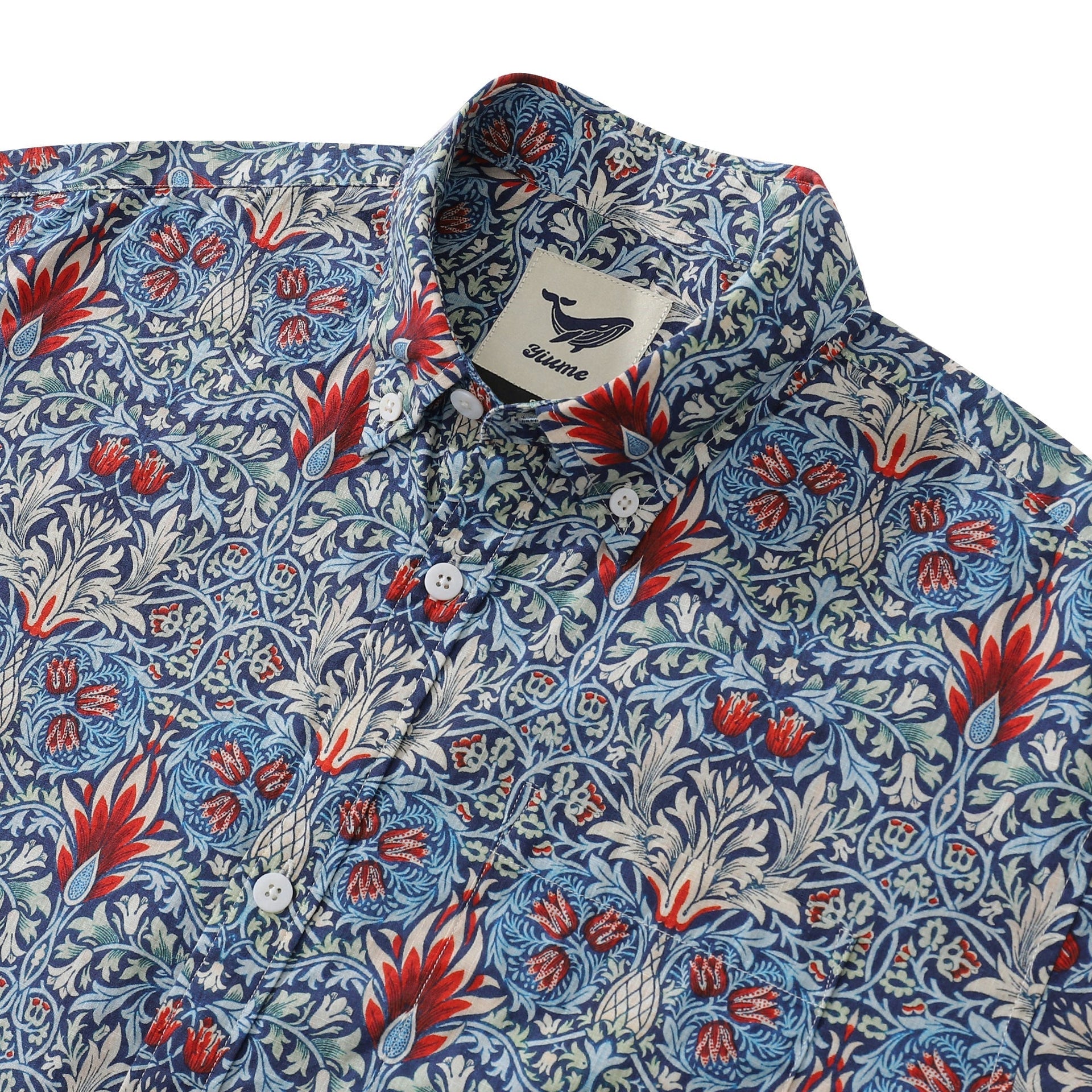 Snakehead Print Men's Designer Short Sleeve Cotton Aloha Shirt