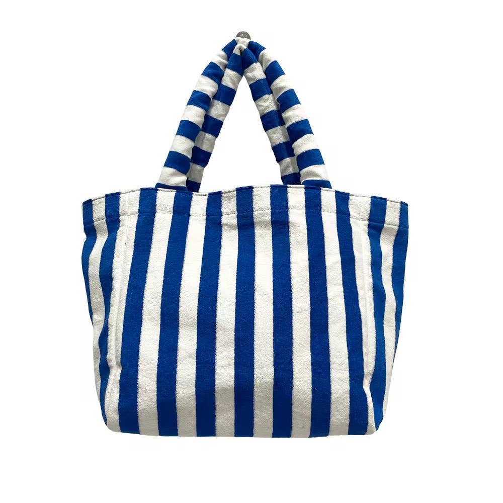 Terry Striped Tote- Blue Nautical