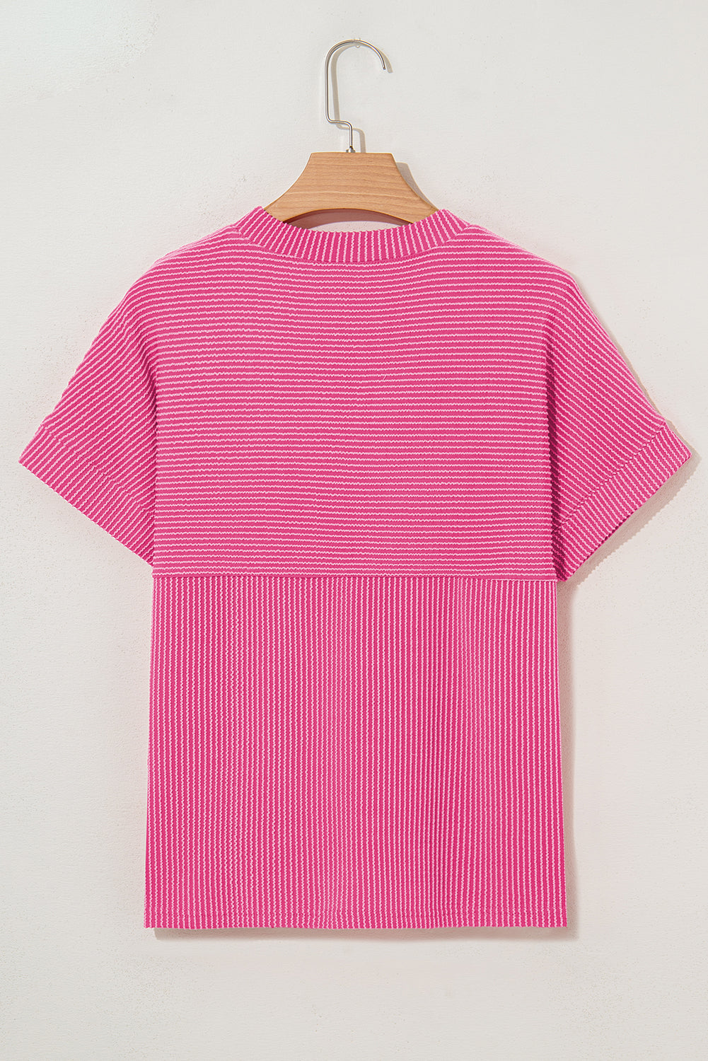 Corded Knit Mock Neck T-Shirt | Minimalist Short Sleeve Tee