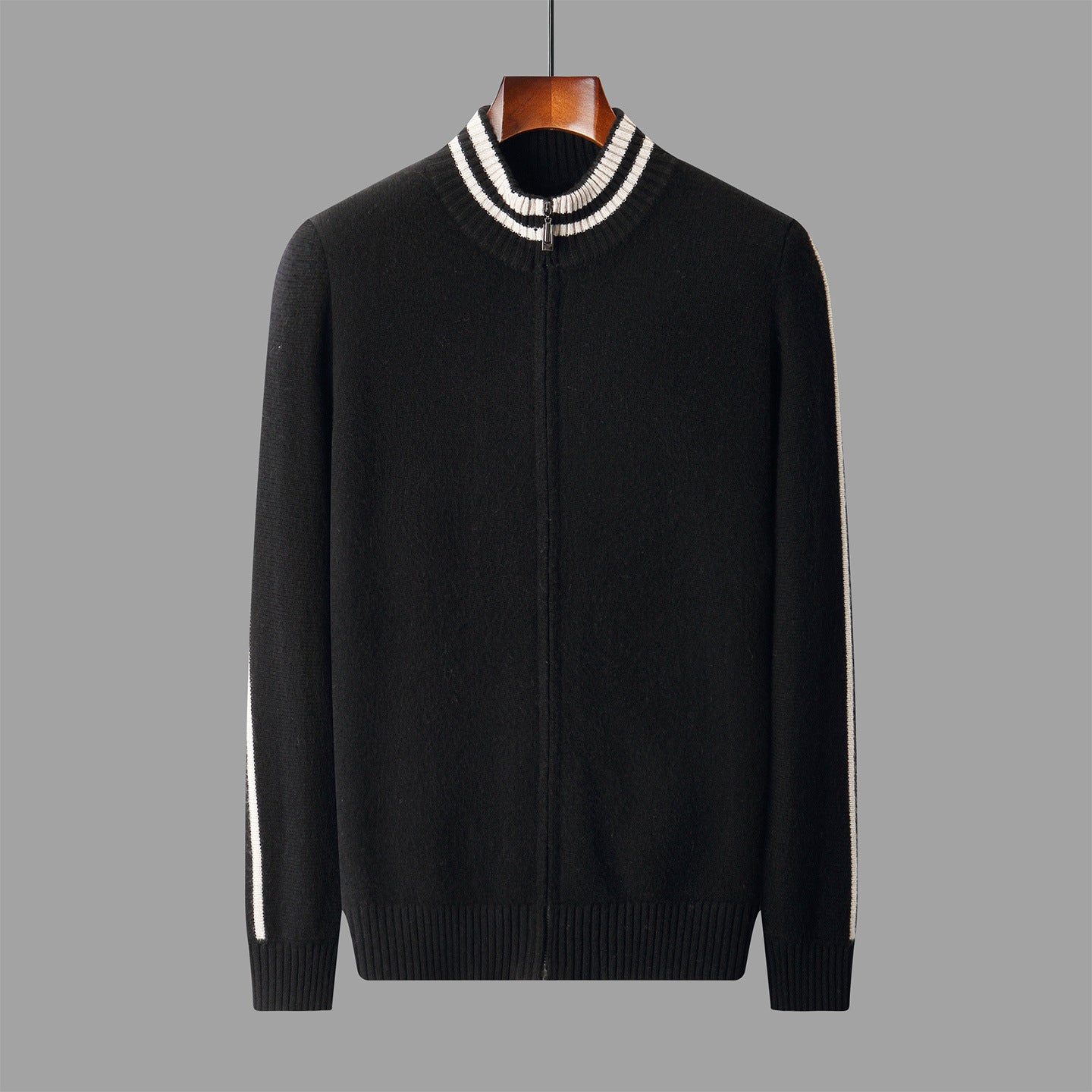 Men's Half-high Collar Knitted Slim-fitting Striped Sweater
