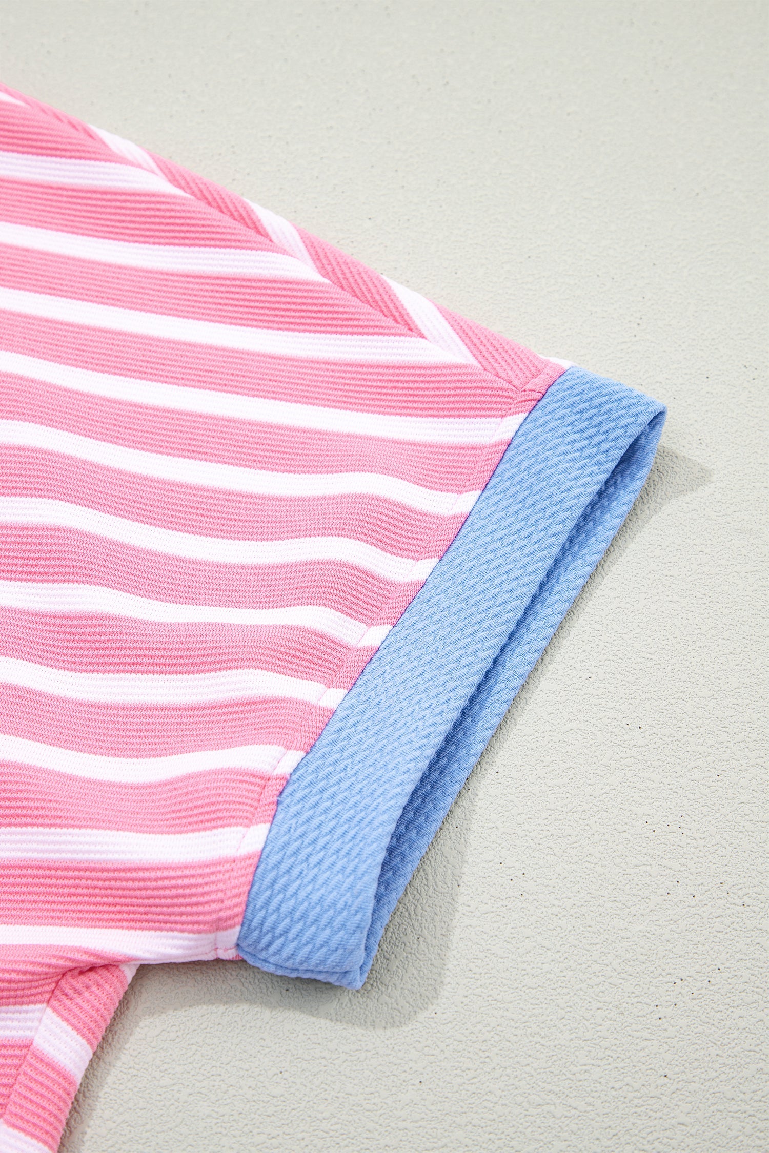 Kelly Striped Short Sleeve Knit Top with Color Block