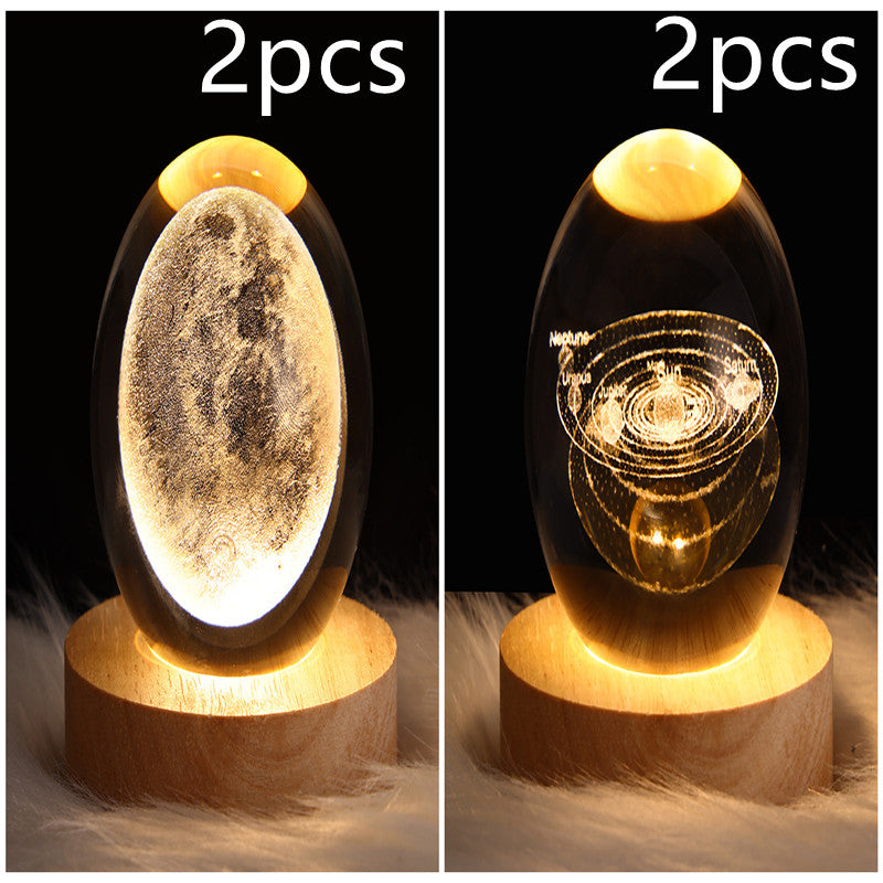 3D Galaxy Crystal Ball LED Night Light Planet Lamp Home Decor