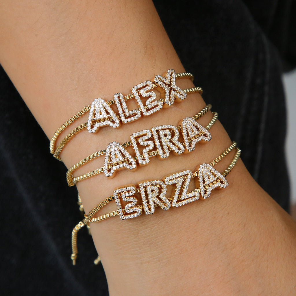 Personalized custom letter name bracelet in copper for a sophisticated and unique look