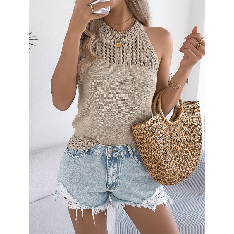 Women's Summer Halter Tank Top Sleeveless Racerback Knit Vest - Image 7