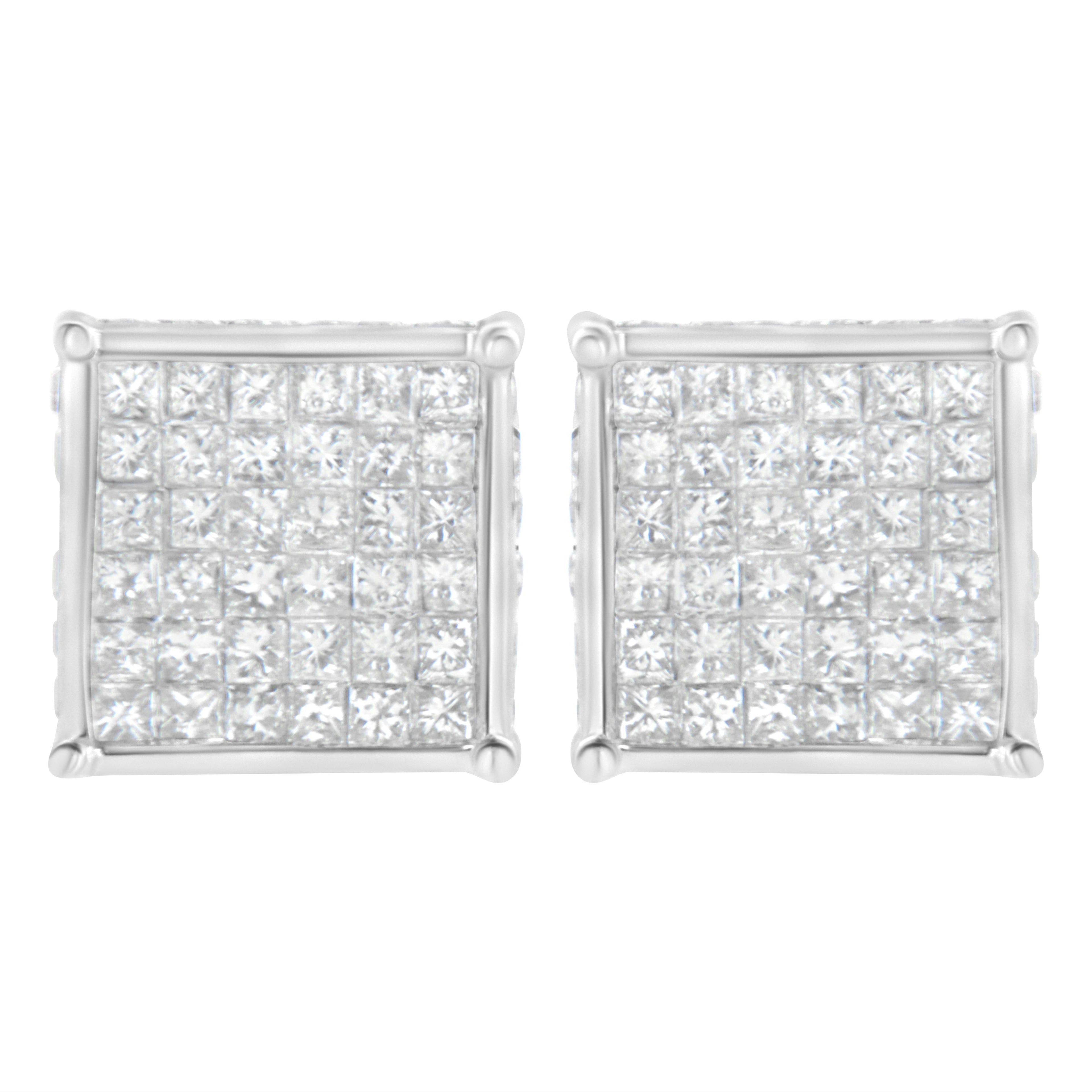 10K White Gold 2ct TDW Princess-Cut Composite Diamond Stud Earring (I-J ,I2-I3)