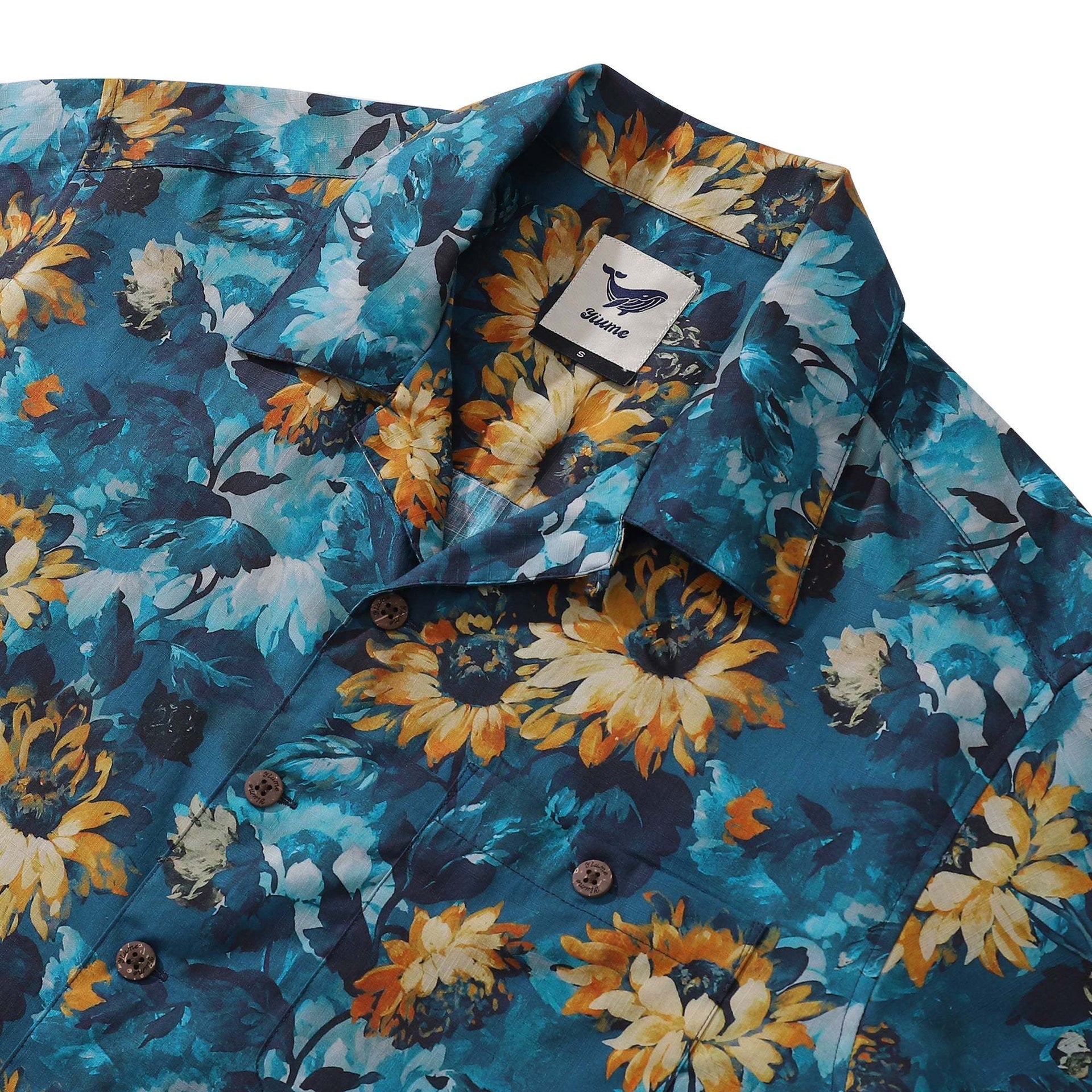 Bloom Towards The Sun Camp Collar Cotton Hawaiian Shirt