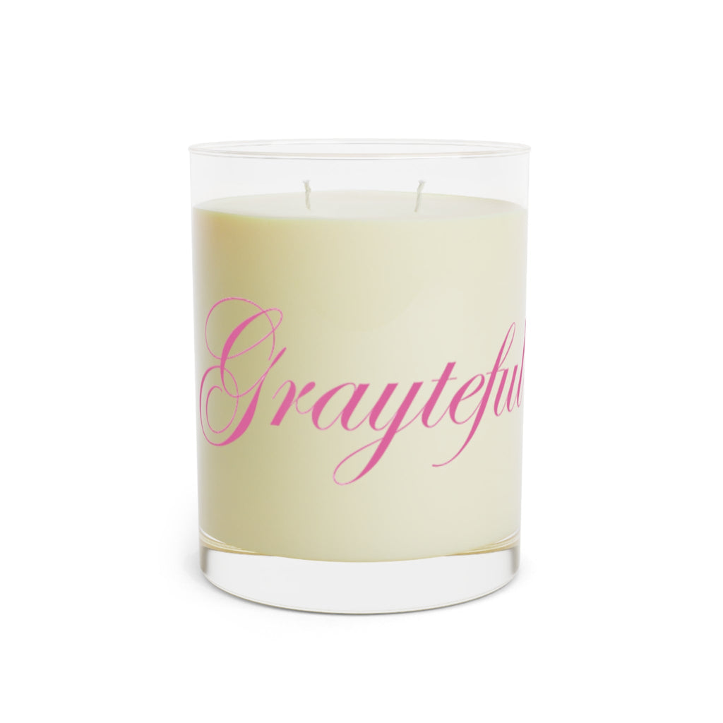 Grayteful 11oz Glass Scented Candle, Modern Floral Neutral Decor