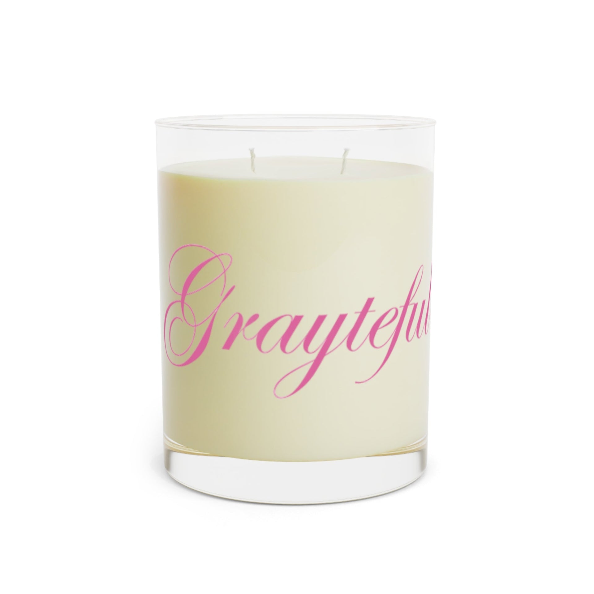 Grayteful 11oz Glass Scented Candle, Modern Floral Neutral Decor