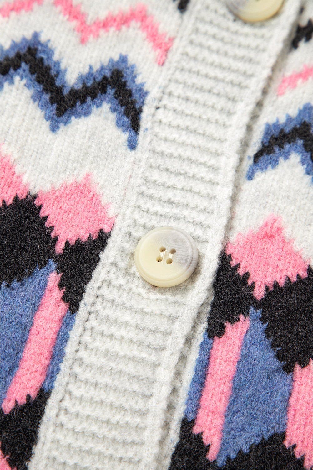 Pink Stripe Geometric Button Up Sweater Cardigan