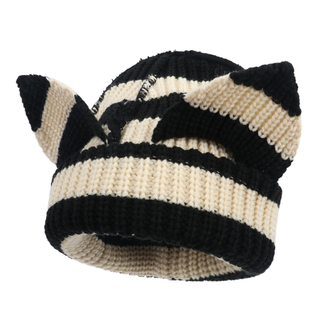 Women's Thickened Acrylic Devil Ear Knitted Beanie Hat - Image 6