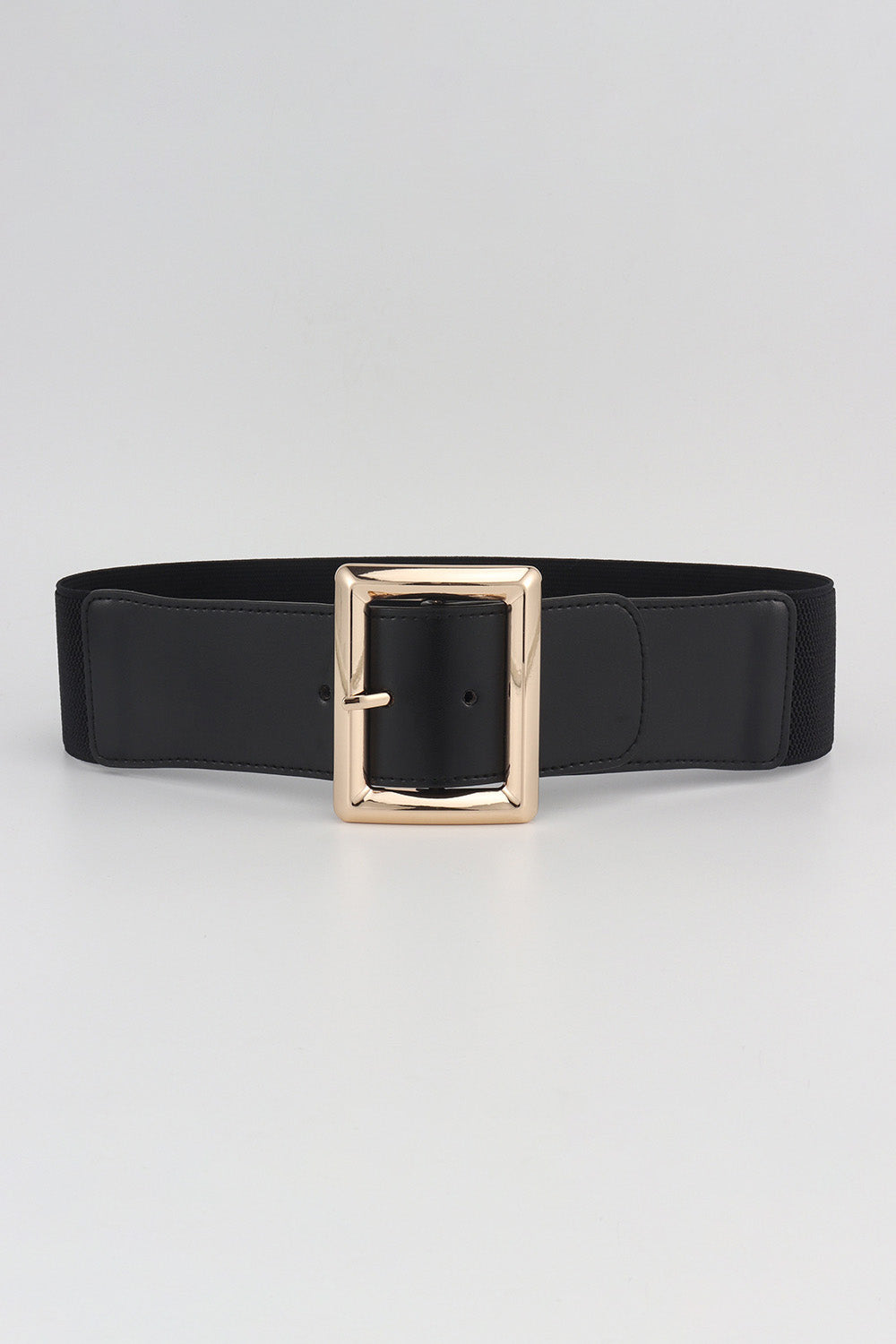 Rectangle Buckle Elastic Wide Belt | PU & Alloy