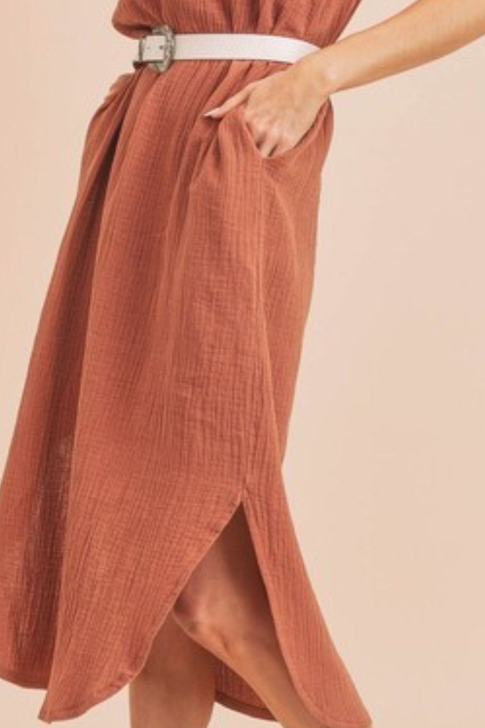 Round Neck Midi Tank Dress with Pockets for Everyday Wear