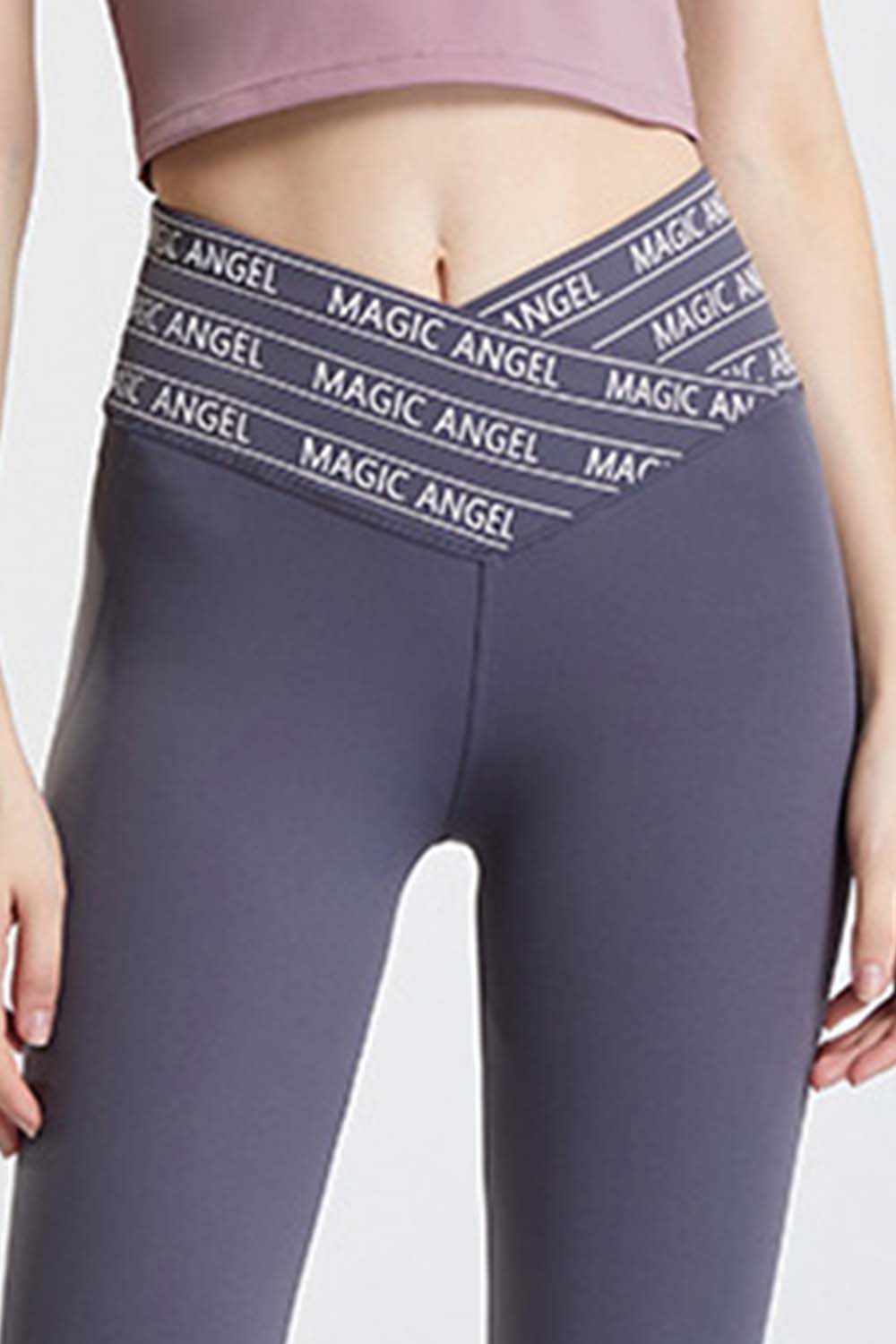 Black Slogan Print High Waist Sports Leggings for Activewear - Image 12