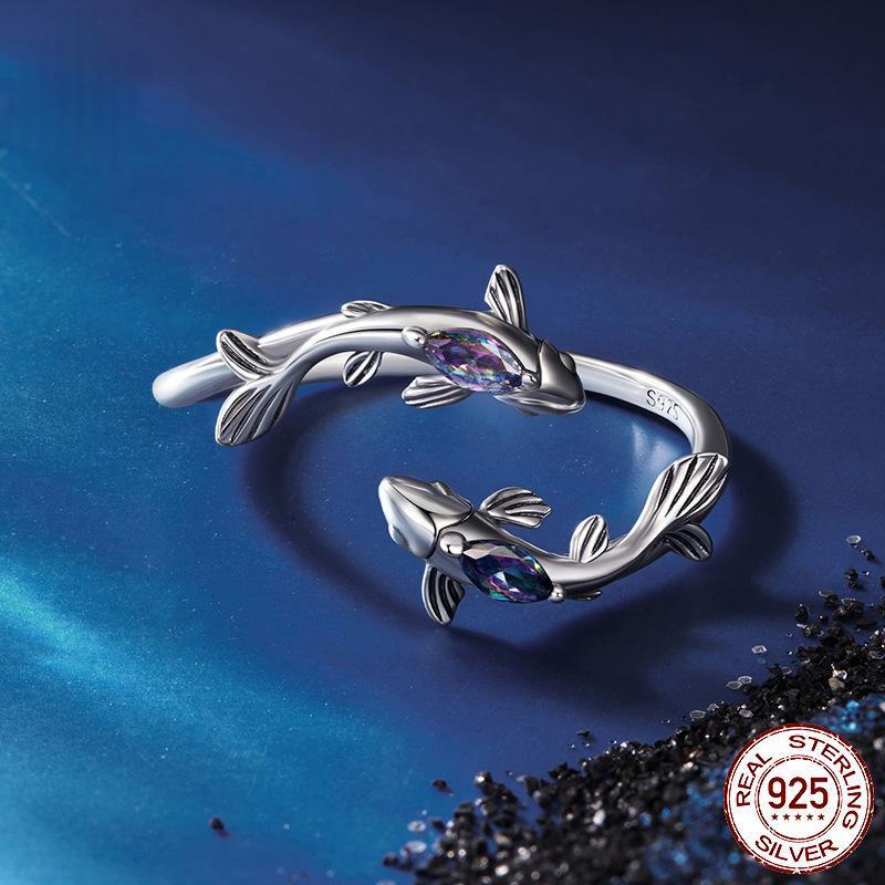 Sterling Silver Fashionable Adjustable Pisces Ring