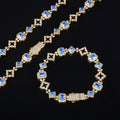 Geometric Sapphire Necklace Mens Fully Paved Zircon Bracelet