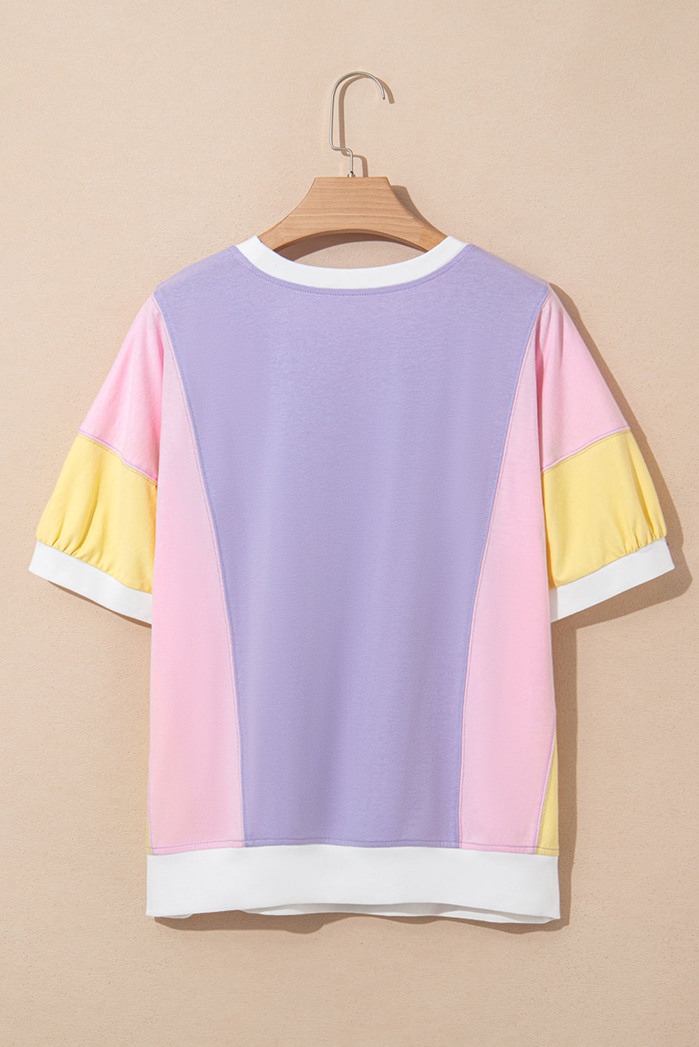 Zoe Patchwork Oversized Half Sleeve Colorblock Top