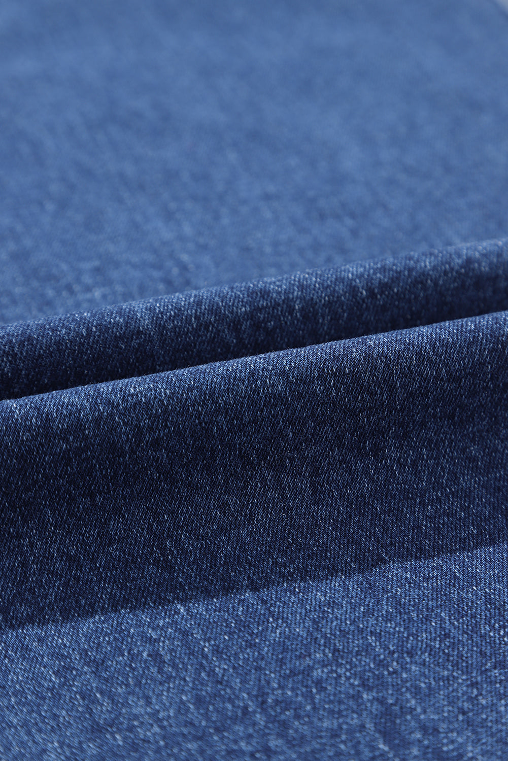 Mckinley Wide Leg Cropped Jeans in Blue - Vintage High Waist Denim
