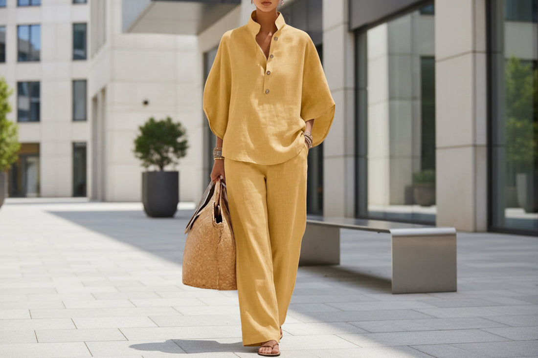 Women's Casual Linen-Look Shirt and Full-Length Pants Set - Image 11