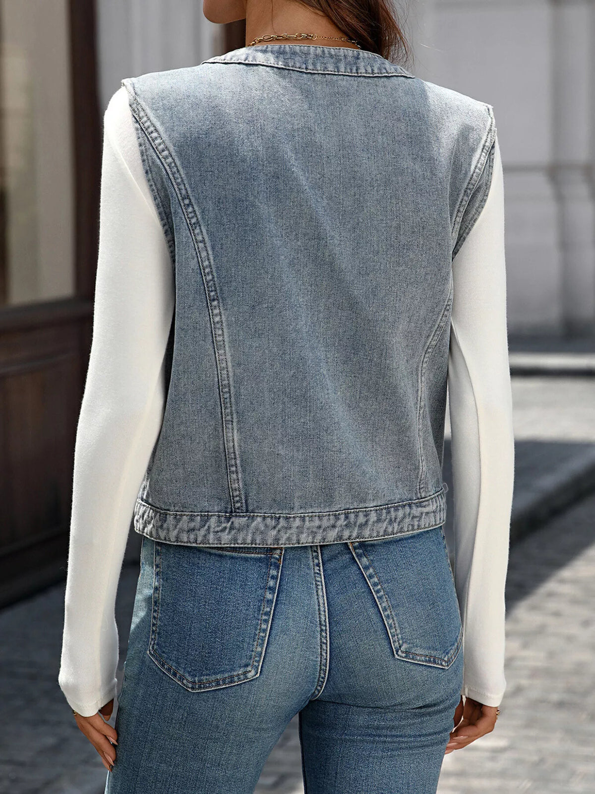 Button-Down Denim Vest