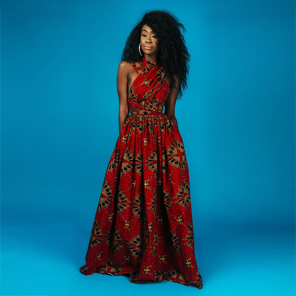 African Print Irregular Dress with Versatility