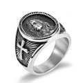 Retro Profile Cross Titanium Steel Ring