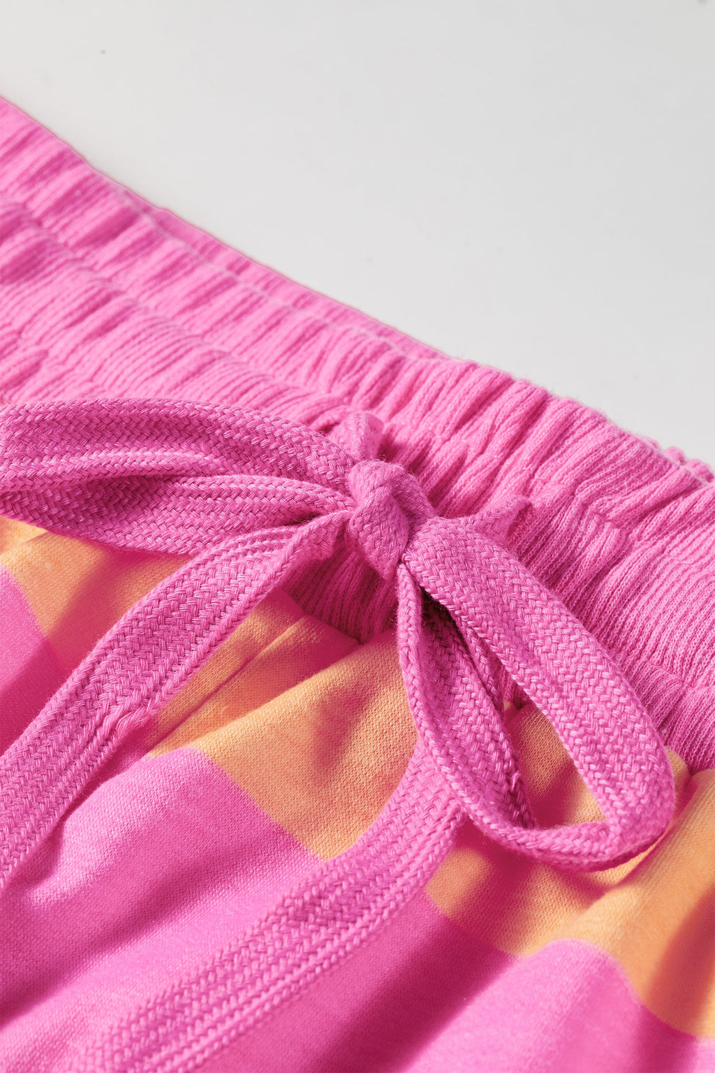 Plus Size Colorblock Stripe Top & Drawstring Shorts Set