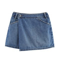 Women's Navy Blue A-Line Denim Skort - Chic Casual Style