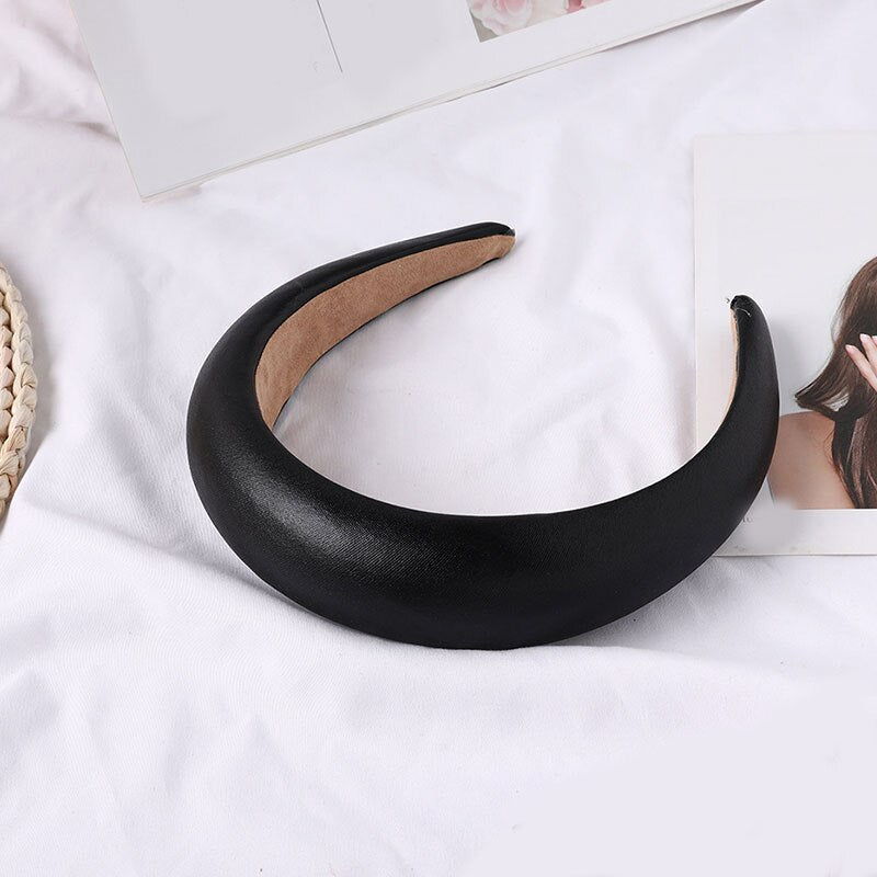 Women's Padded Wide Headband in Gold, Silver & Black PU - Image 5