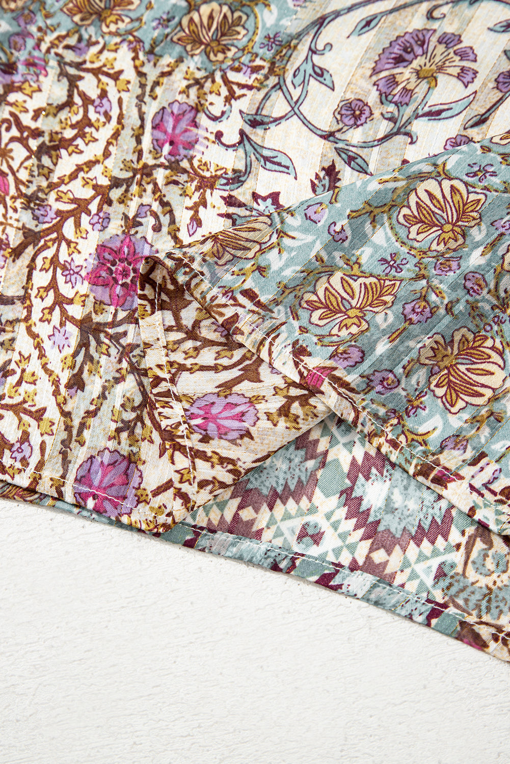 Apricot Floral Print Short Wide Sleeve Open Front Loose Kimono