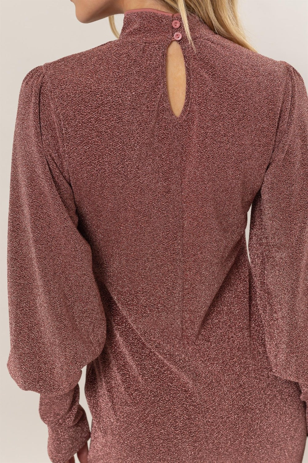 Glitter Mock Neck Long Sleeve Mini Dress for Parties