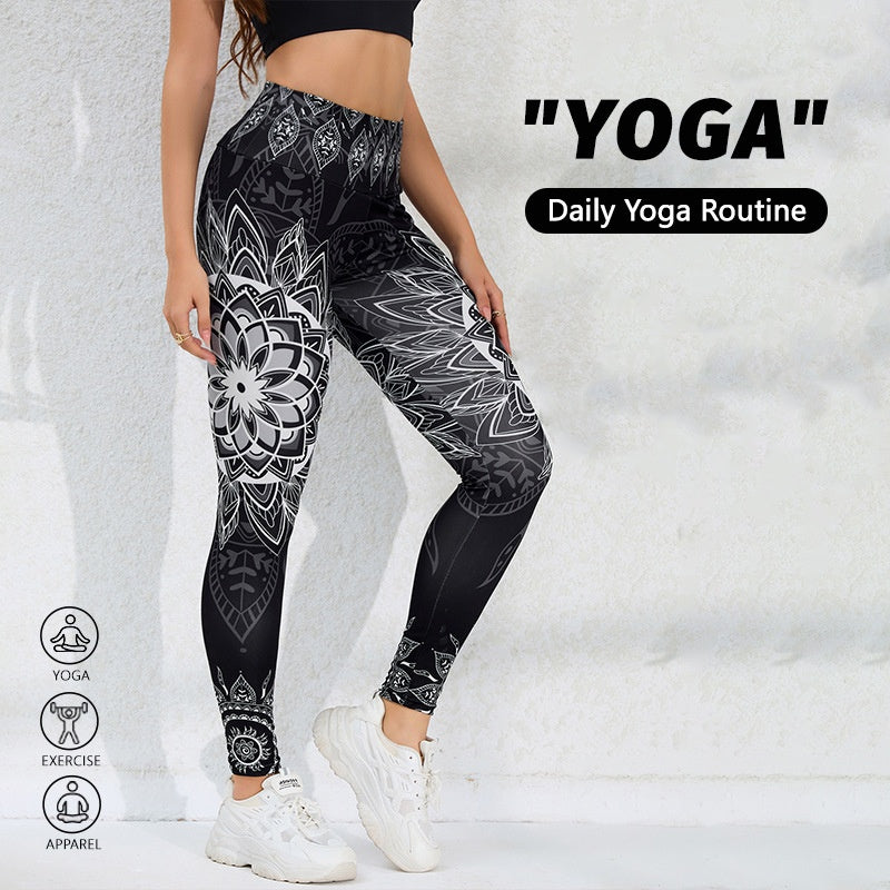 Watercolor Print High-Waist Butt-Lifting Yoga Leggings
