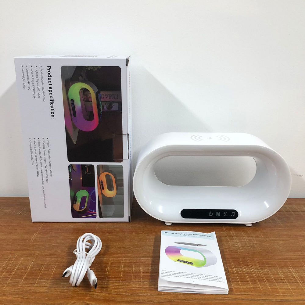 3-in-1 Smart RGB Desk Lamp with Wireless Charger and Alarm Clock