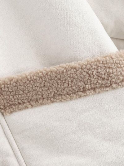 Women’s Fuzzy Collared Long Sleeve Jacket with Button Closure